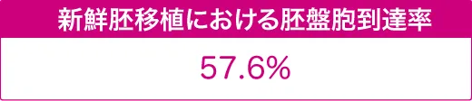 新鮮胚移植における胚盤胞到達率 57.6%