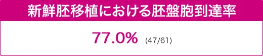 新鮮胚移植における胚盤胞到達率 77.0%